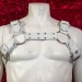 White Leather Dazzler Men's Bulldog Harness