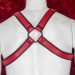 Men's Red and Black Leather H-Harness with Black Hardware