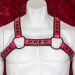 Men's Red and Black Leather H-Harness with Black Hardware