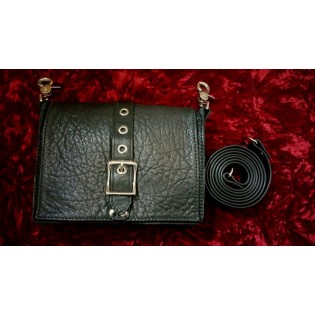 Men's Black Leather Hip Bag shown with matching non-adjustable strap