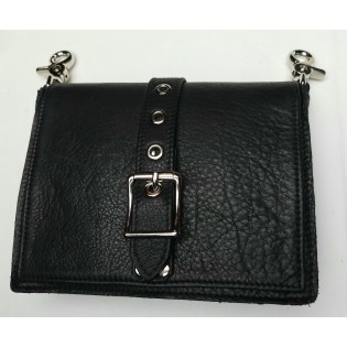 Men's Black Leather Hip Bag