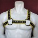 Black Leather with Yellow Outline H Harness