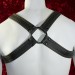 Black Leather Snapped Chest Harness with Black Hardware for Men