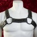 Black Leather Snapped Chest Harness with Black Hardware for Men
