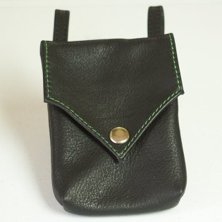 "Singleton" Black Leather Bag, shown with custom stitching