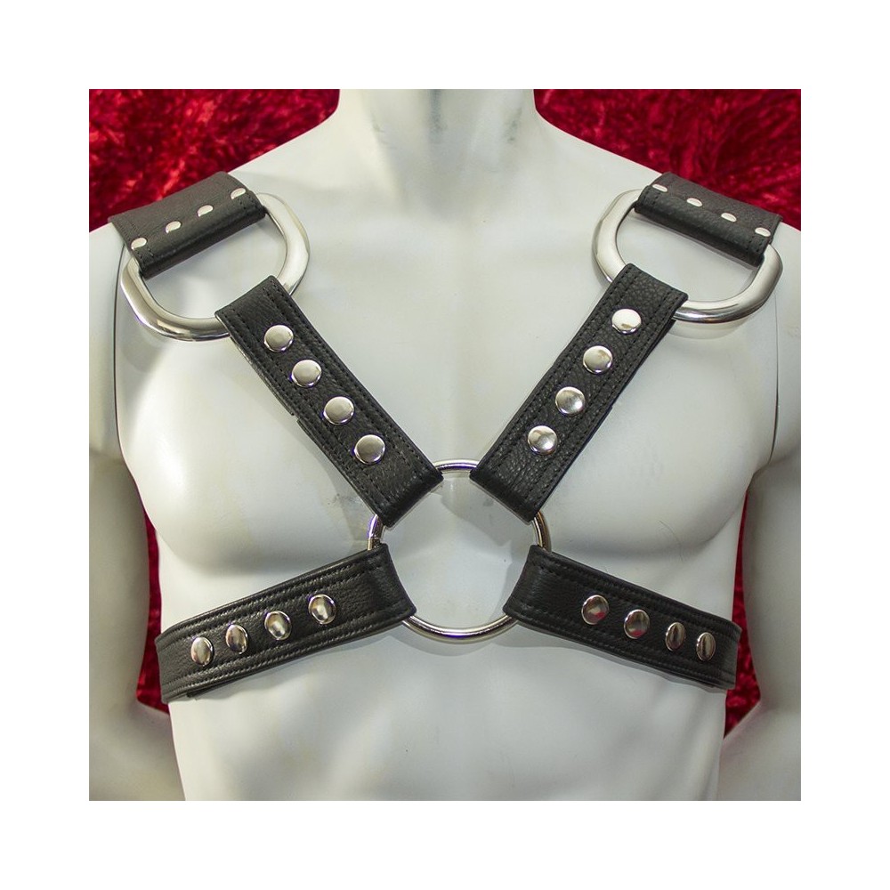 Wide Shoulder Black Leather Harness 