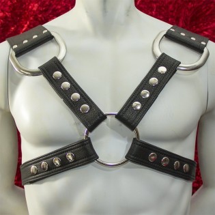 Wide Shoulder Black Leather Harness 