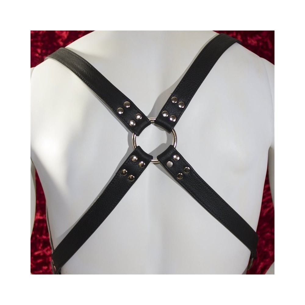 Men's Black Leather Suspender-style Harness
