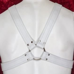 White Leather Men's Buckled Harness