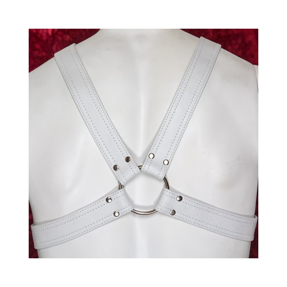 White Leather Men's Buckled Harness